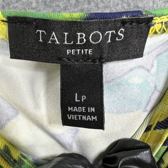 Talbots Women Lp Effortless Jersey Sleeveless Shift Dress Lemon Bunches Slimming - Picture 9 of 14